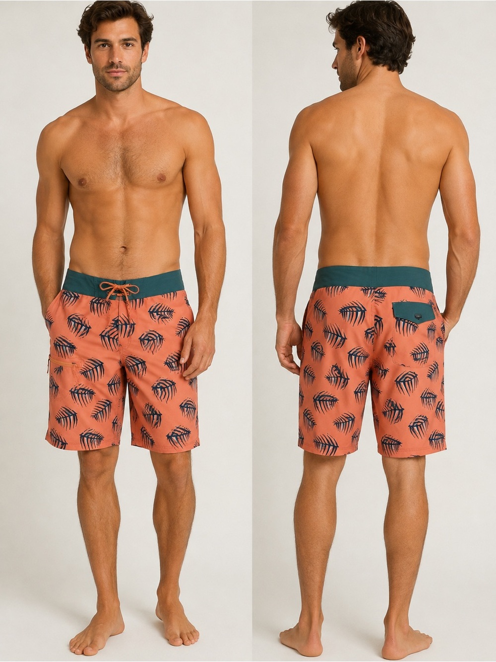 Patagonia Wavefarer Board Shorts 33 Coral Teal Palm Print